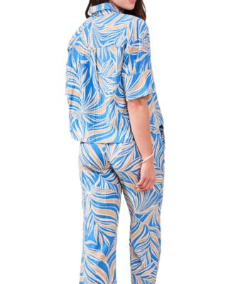 Women's Printed Loop-Stitch Button Camp Shirt