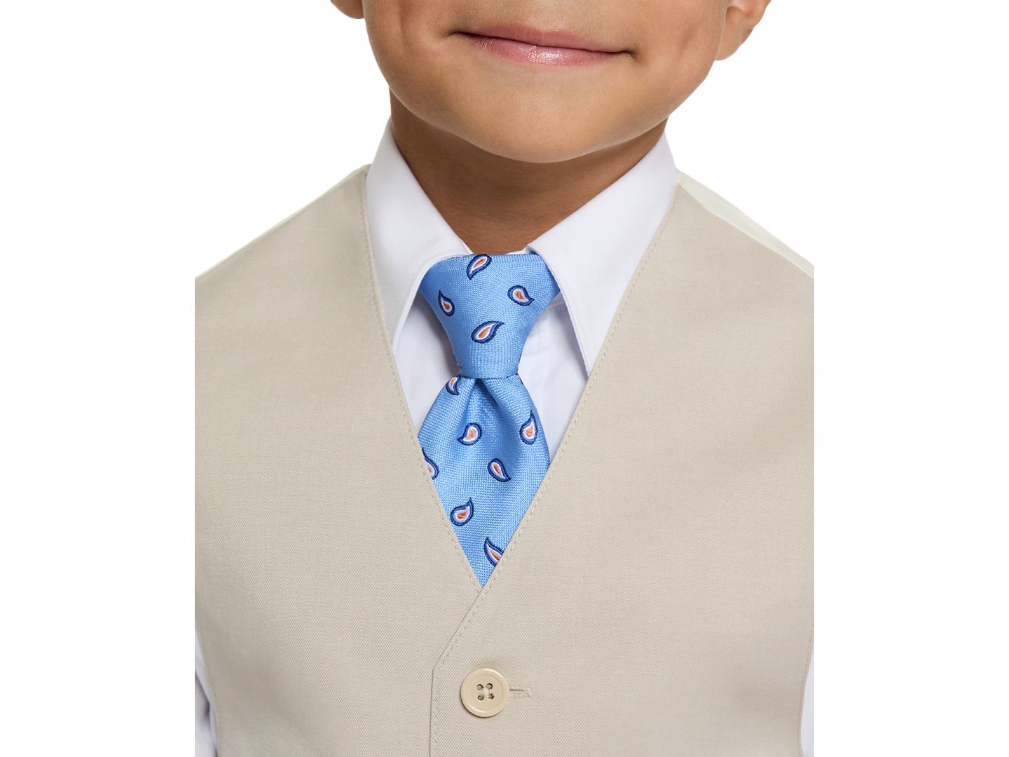 Комплекты Haggar SmartWash V-Neck Vest, Pants, Shirt and Tie, 4-Piece Set для мальчиков, цвет: Бежевый / Белый — фото 4