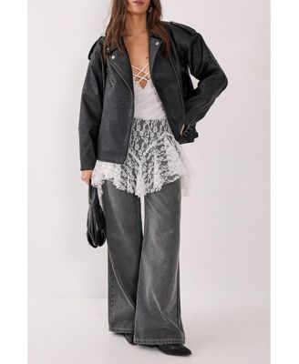 Women's Faux Leather Biker Jacket