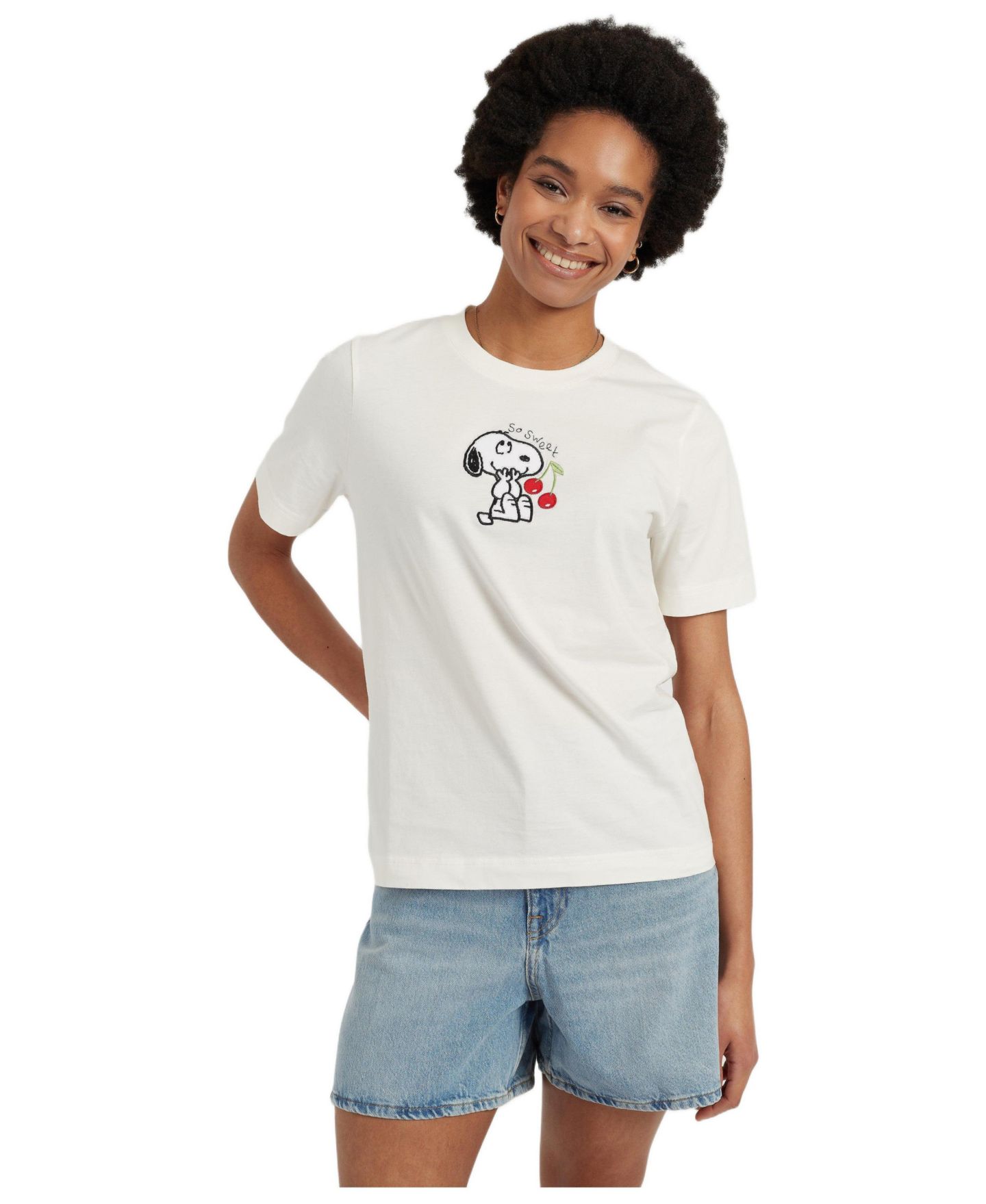 Женская футболка Chinti & Parker Cotton Snoopy Cherry, цвет: Кремовый — фото 1