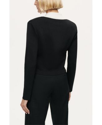 Women's Contrast Collar Knit Cardigan