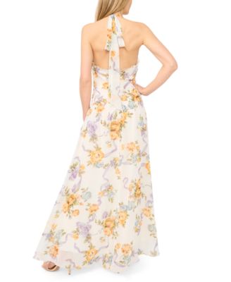 Women's Sleeveless Ruffle Front Maxi Dress