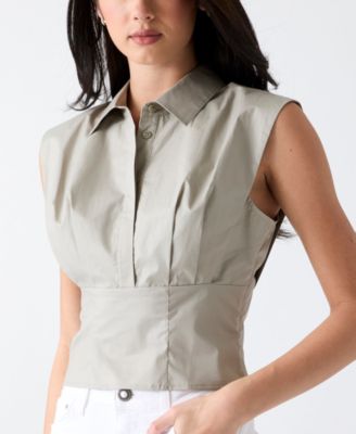 Women's Cherry Collared Sleeveless Top