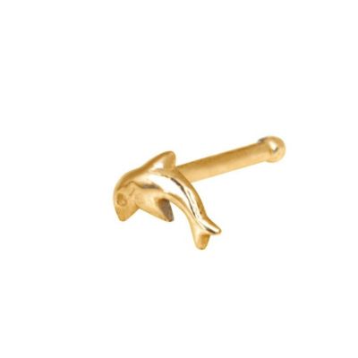 Solid 14k Yellow or White Gold 20g Polished Dolphin Nose Stud Ring Body Piercing Stud