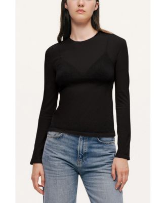 Women's Sheer Crew-Neck Mesh Top