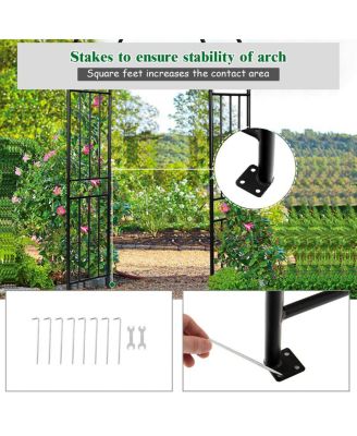 7.2Ft Garden Arch Steel Arbor Wedding Garden Decoration Climbing Plants w/Stakes