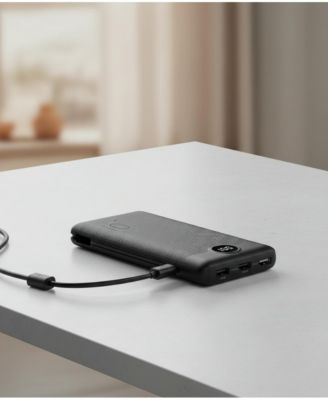 All-in-One 10,000mAh Power Bank with Built-in Cables & Wall Plug