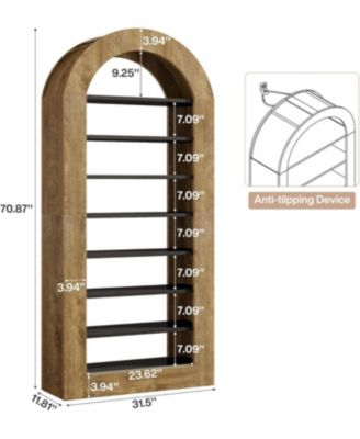 8-Tier Arched Bookshelf, 70.9'' Bookcase with Storage, Modern Bookshelf