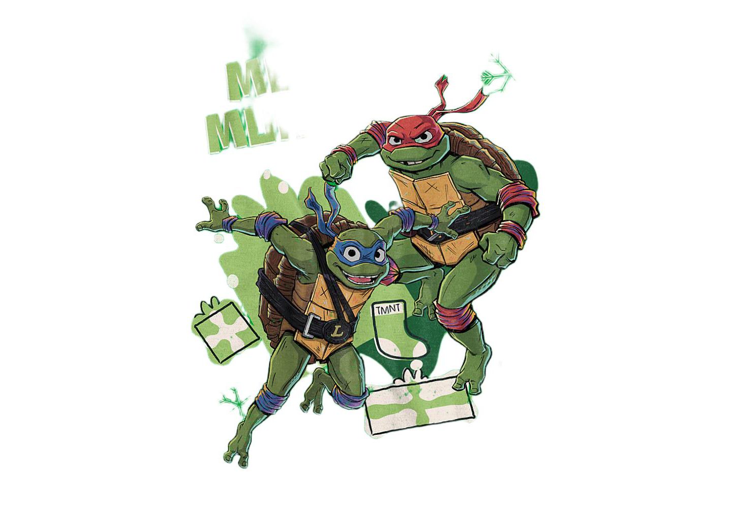 Мужская футболка Teenage Mutant Ninja Turtles Big & Tall Merry Mutants Christmas, цвет: Зелёный — фото 3