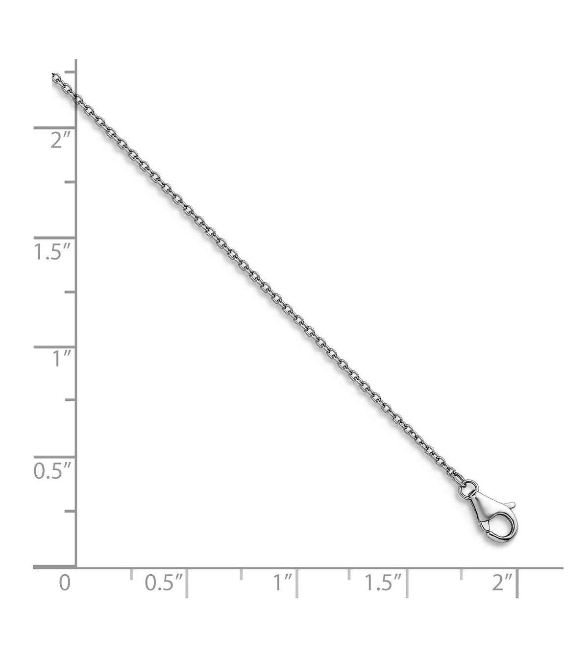 Curata Jewelry Solid 950 Platinum 1.1mm Cable Chain Necklace