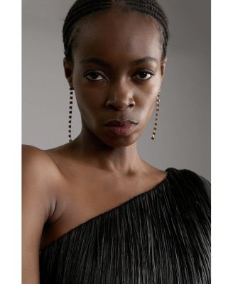 Women's Asymmetric Draped Fringe Mini Dress