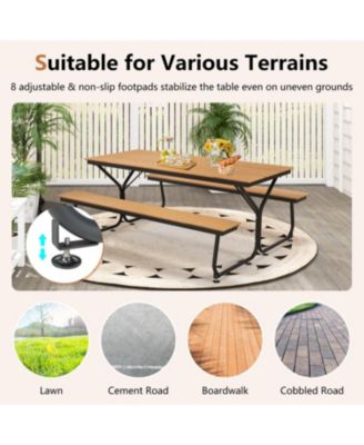 Outdoor 6 Ft Picnic Table with Bench Seating for 6 to 8