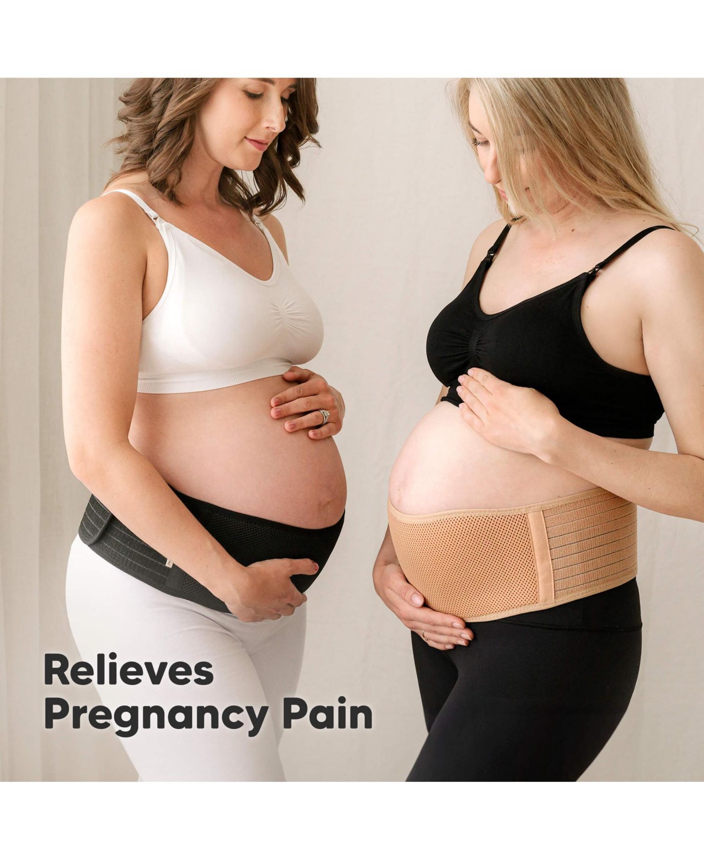 Женские ремни KeaBabies Maternity 2-Pack Ease Belly Band for Pregnancy, Soft & Breathable Pregnancy Belly Support Belt, цвет: Чёрный / Слоновая кость — фото 8