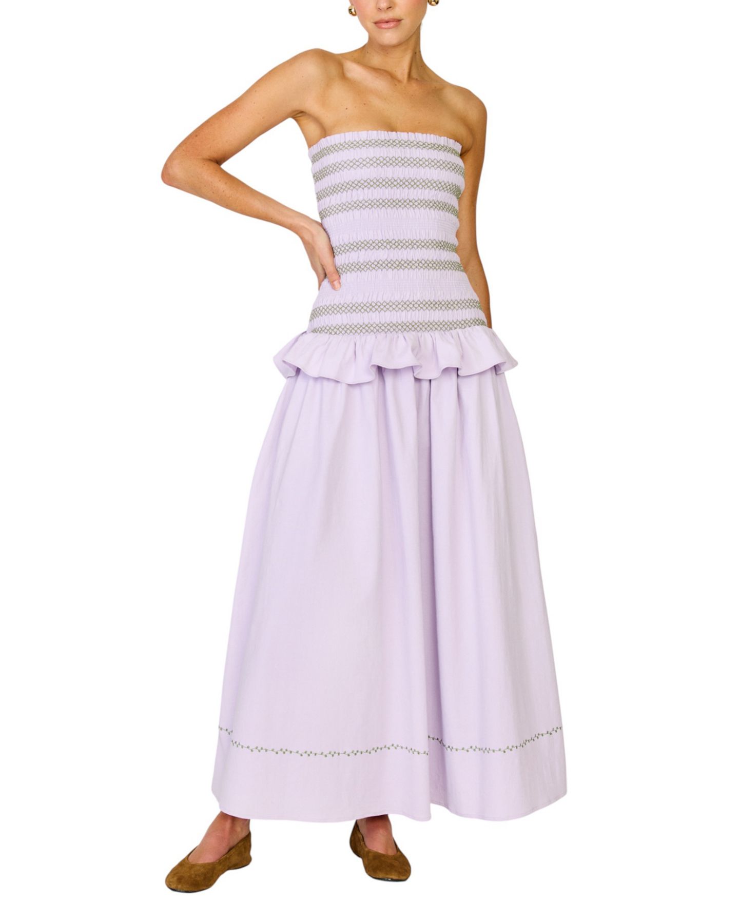 Женское платье Line & Dot Amnesia Strapless A-Line Maxi, цвет: Сиреневый — фото 2