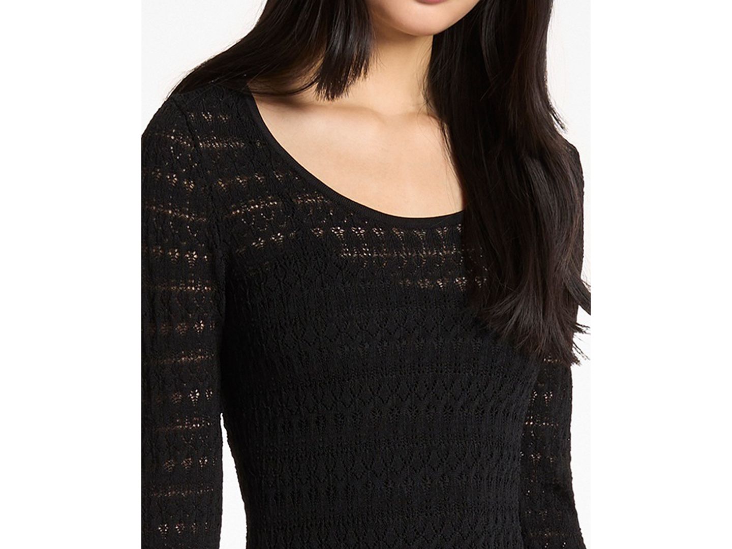 Женское платье Michael Kors Pointelle Scoop Neck Sweater Maxi, цвет: Чёрный — фото 2