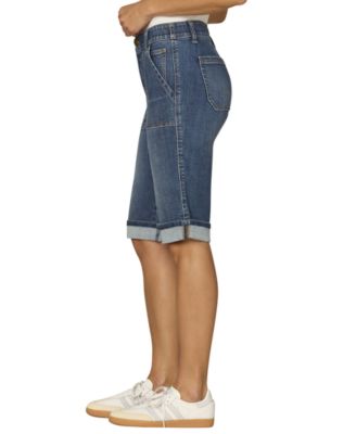 Petite Mid-Rise Uncuffed Button Closure Denim Shorts