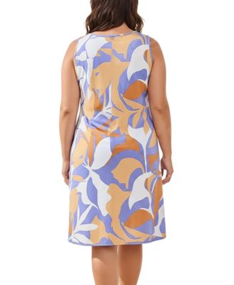 Plus Size Printed Reversible A-Line Dress with Pockets