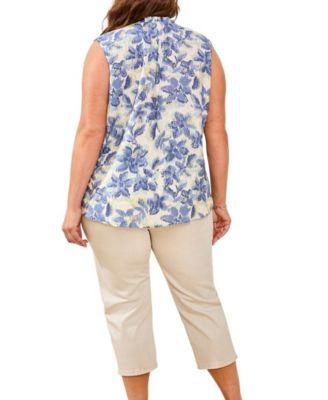 Plus Size Inclusive Frill-Neck Printed Blouse