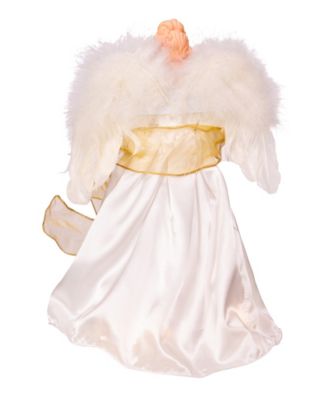 14-Inch Battery-Operated Ivory and Gold LED Angel Treetop