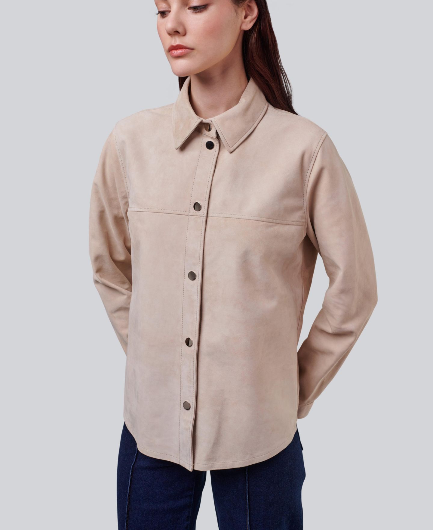 Женская куртка Furniq UK Sabine Suede Shirt Jacket, цвет: Бежевый / Хаки — фото 3