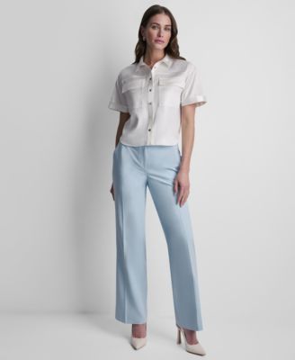 Petite Crinkle Short-Sleeve Camp Shirt