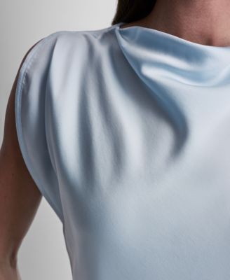 Petite Flutter Cowl Neck Blouse