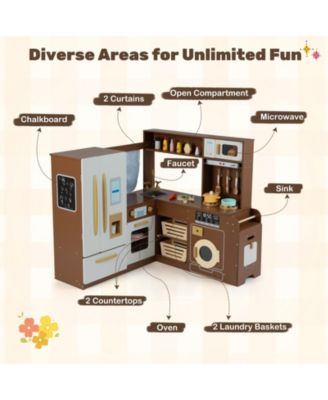 Wooden Outdoor Mud Kitchen for Kids, Play Kitchen Toy for Ages 3–8