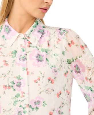Women's Printed Collared Long-Sleeve Shirt