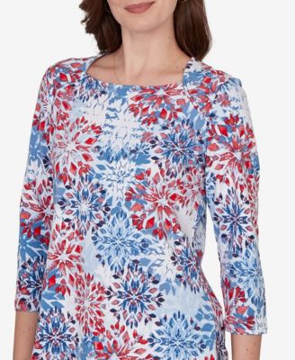Petite Floral Medallion Knit Top