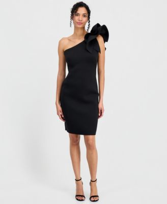 Women's One-Shoulder Asymmetrical Ruffle-Detail Sheath Dress