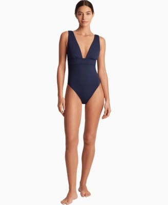 Women's Modern V-Neck Sculpting One-Piece Swimsuit