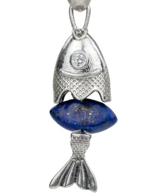 Rhodium Plated Marquise Fish Drop Earrings