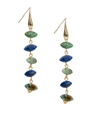 Gold-Tone Plated 5 Stone Drop Earrings