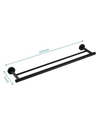 23.6" Stainless Steel Wall Mounted Towel Bar, Double Bath Towel Bar for Bathroom, Kitchen and Bedroom - Matte Black