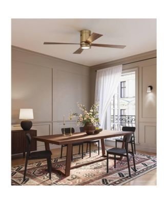 52" Revue Modern Indoor Hugger Ceiling Fan with LED Light Remote Control Bronze Soft Brass Walnut Opal Glass for Living Room Kitchen House