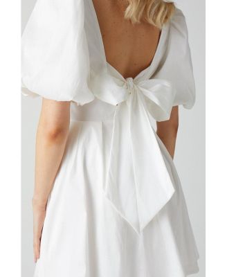 Women's Puff Sleeve Mini Wedding Dress