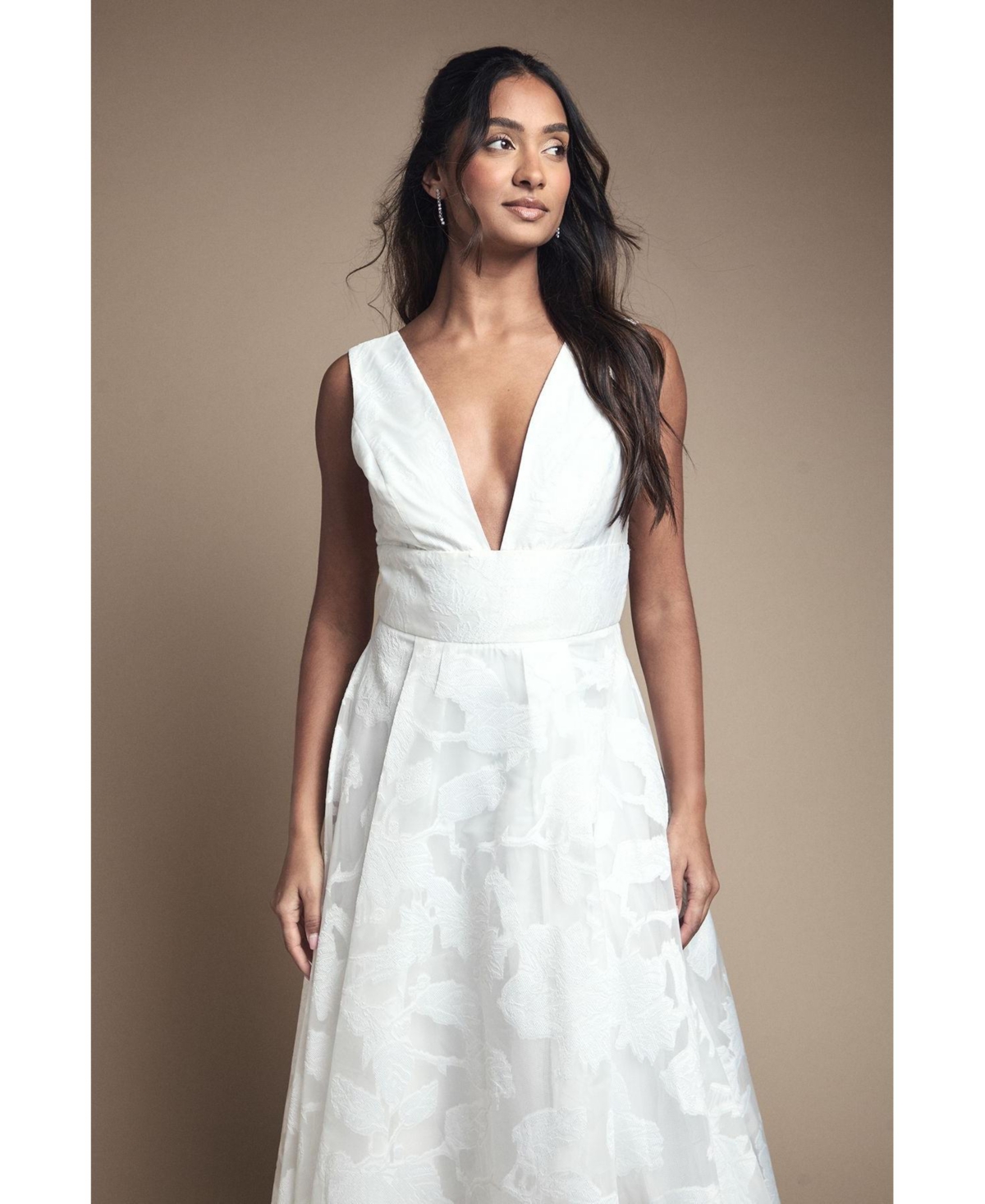 Coast Women's Plunge V-Neck Jacquard Midi Dress