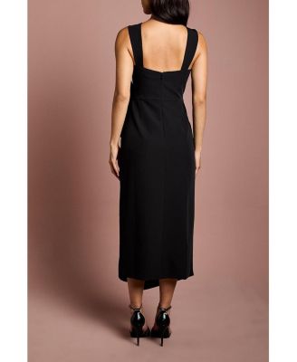 Women's Corsage Pleated Pencil Midi Dress