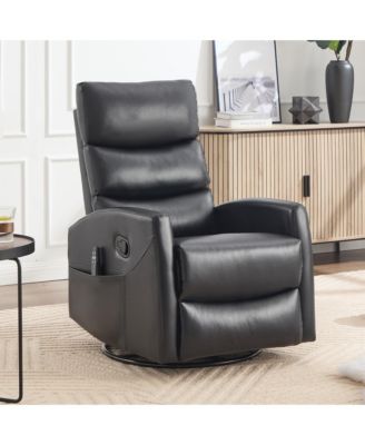 Recliner Chair with Heat Massage Manual Rocker and Swivel in Fabric