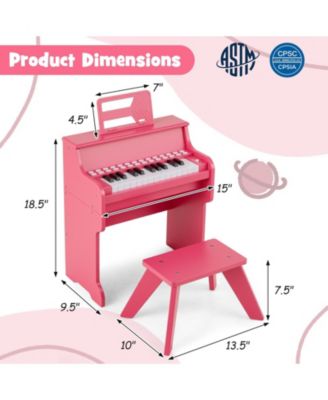 25-Key Kids Piano Keyboard with Stool, Mini Digital Wooden Toy, Adjustable Speed & Volume