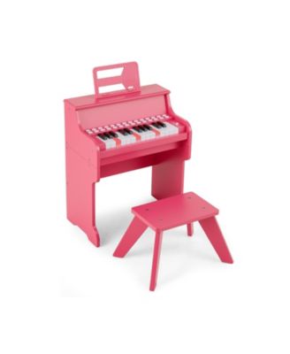 25-Key Kids Piano Keyboard with Stool, Mini Digital Wooden Toy, Adjustable Speed & Volume