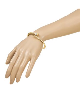 Solid 18k Two-tone Gold Italian 7 Inch Bypass Hinged Bangle Bracelet
