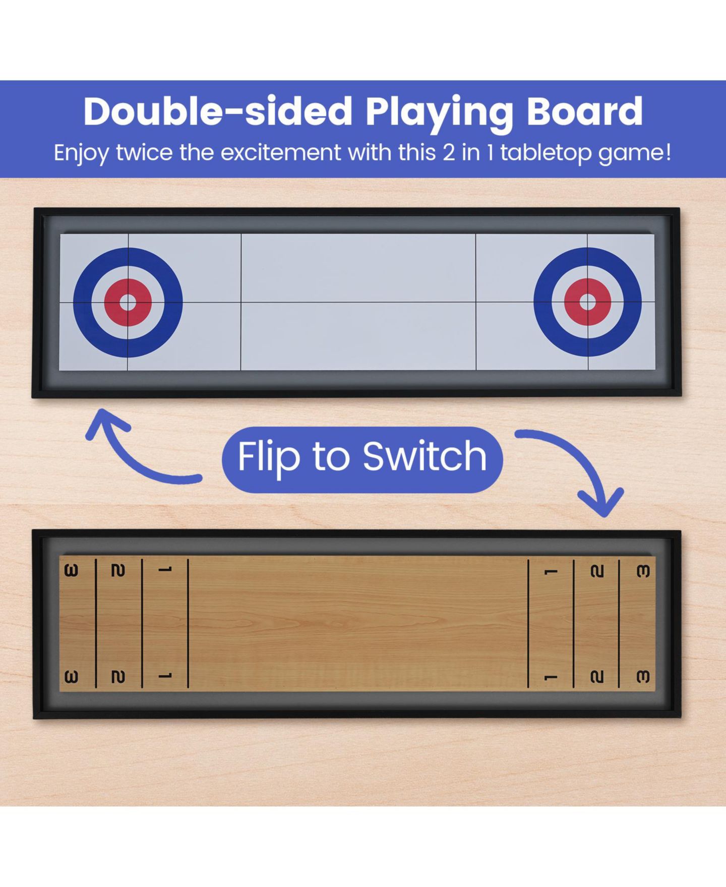 Детская игрушка Mecale 2-in-1 Portable Shuffleboard & Curling Game, Reversible Tabletop, цвет: Белый — фото 4