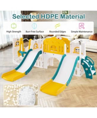 10-in-1 Toddler Slide and Swing Set with 2 Slides and Tunnel