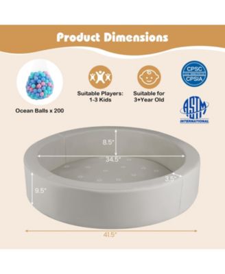 42.5-Inch Round Foam Ball Pit for Toddlers with Sponge Filling, Washable Cover