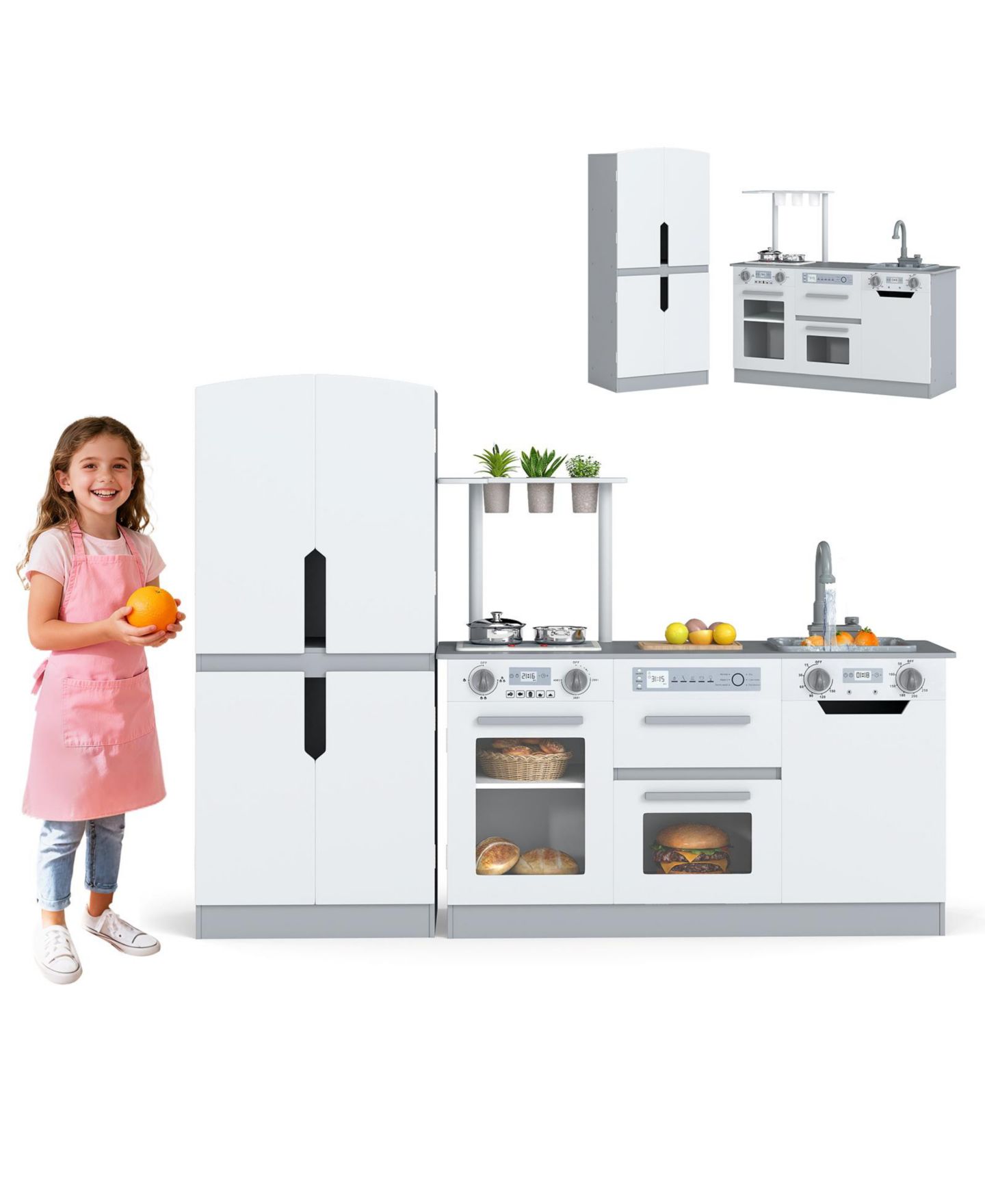 Детский игровой набор Mecale Kids Kitchen Wooden Running-Water 2-Piece Playset, Ages 3+, цвет: Белый — фото 4