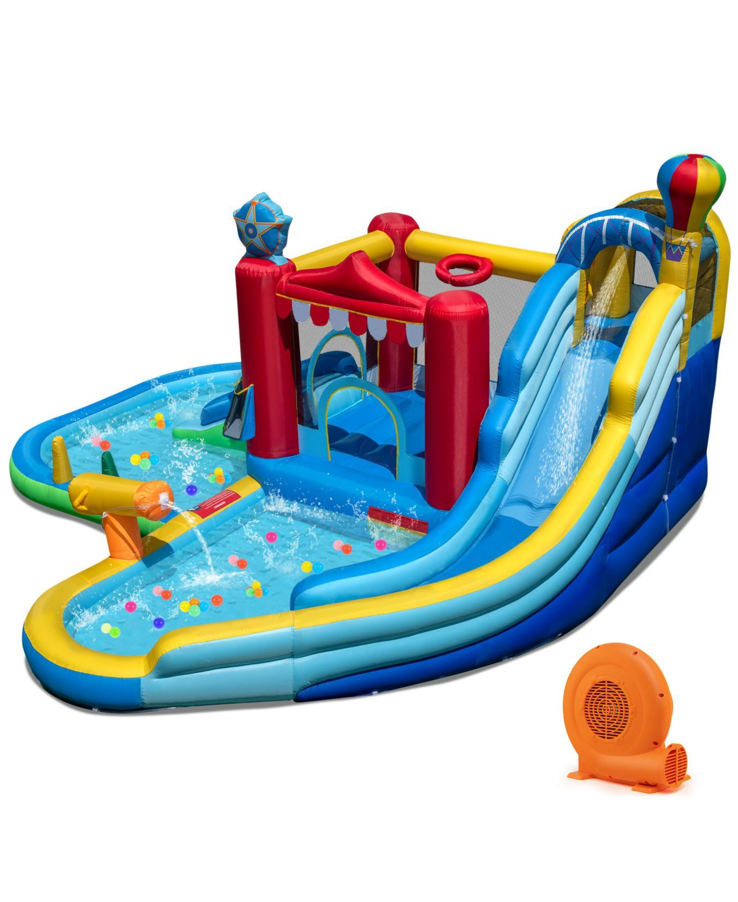 Детская игрушка Mecale Inflatable Water Park with Splash Pool, 50 Ocean Balls, 750W Blower, цвет: Синий — фото 1