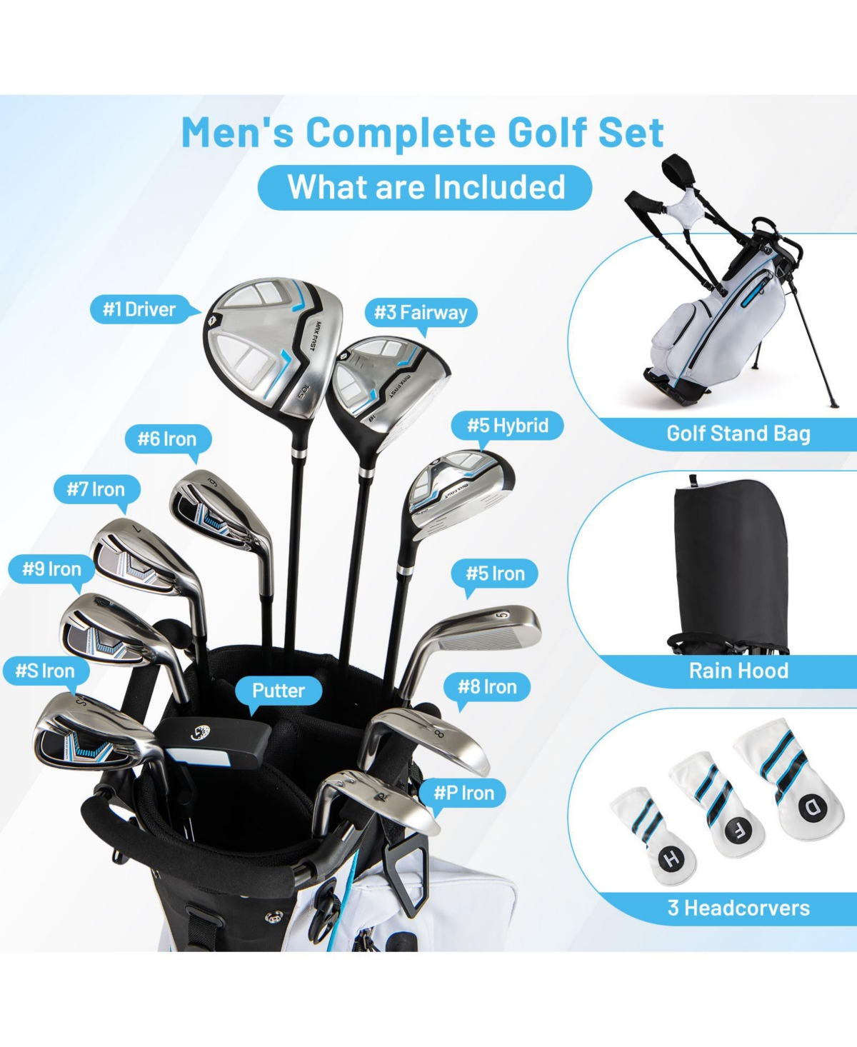 Mecale Men s Complete Golf Club Set with Stand Bag