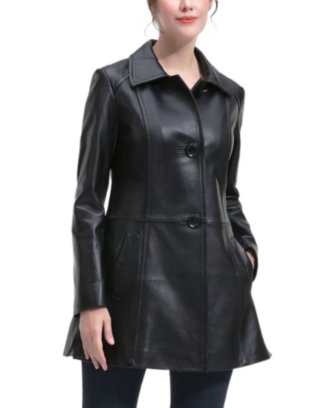 Женские куртки BGSD Women's Eloise A-Line Leather Coat