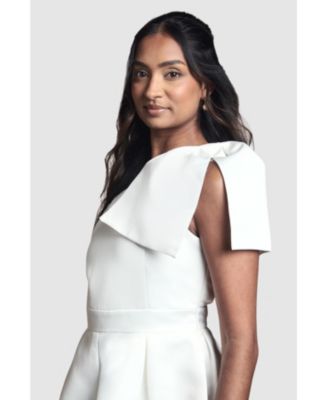 Women's One Shoulder Bow Bridal Mini Dress